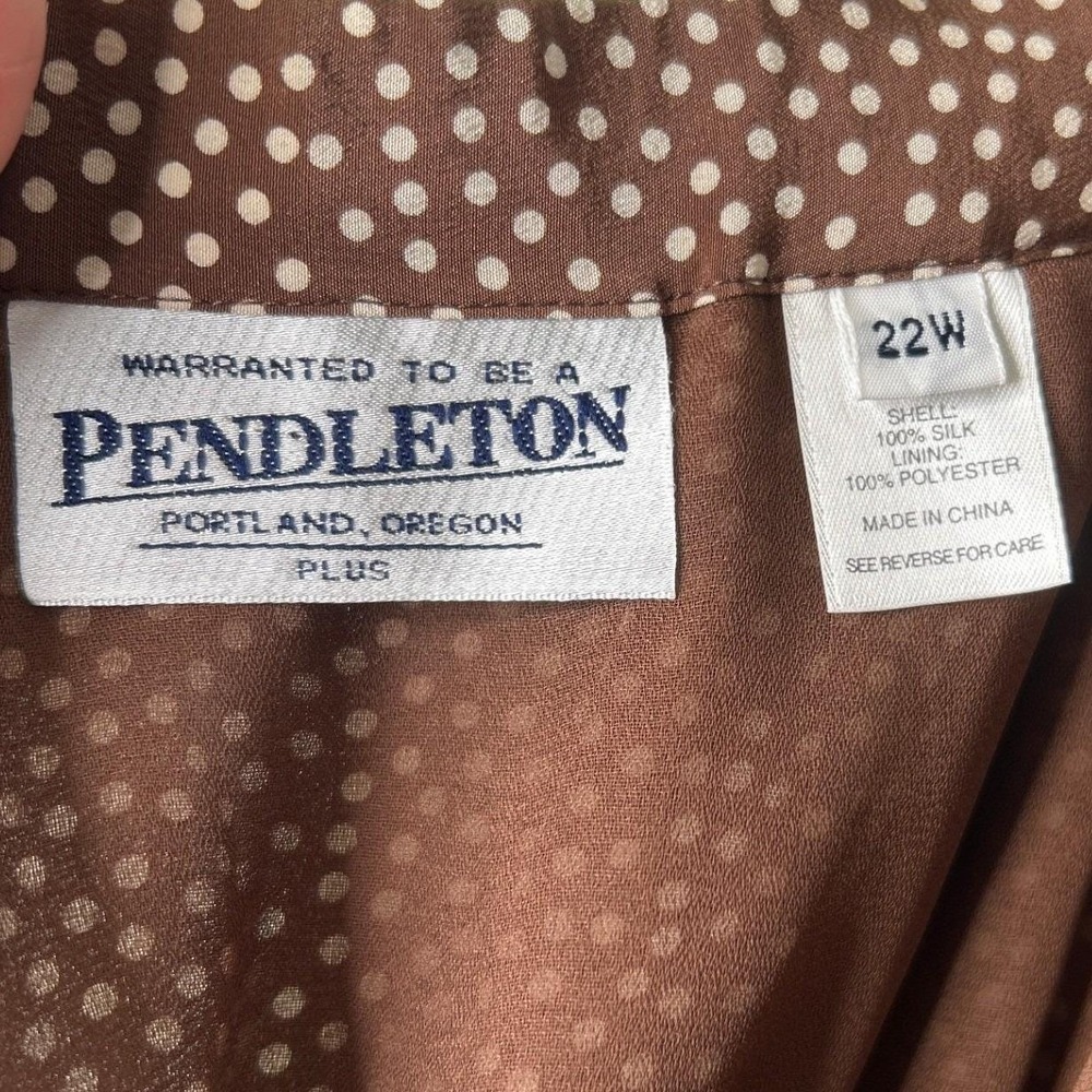 Vintage Pendleton Plus Silk Midi Skirt 22W Brown Polka Dot 90s Secretary Fall - Picture 4 of 13